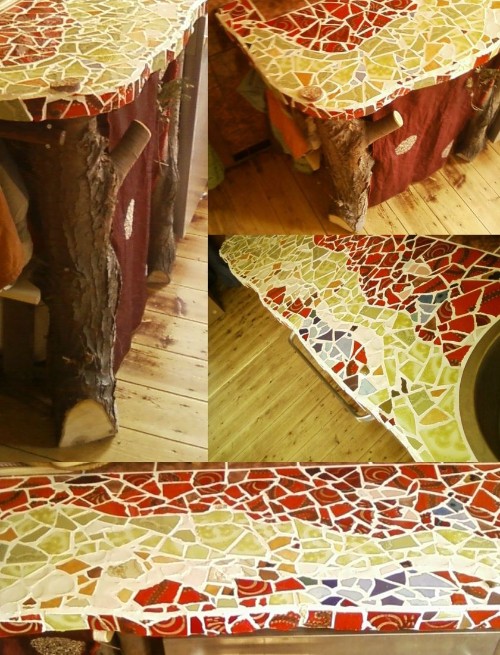 UpCycling Küche_Fliesenmosaik, Tuja & Eibenholz UpCycling Küche_Fliesenmosaik, Tuja & Eibenholz